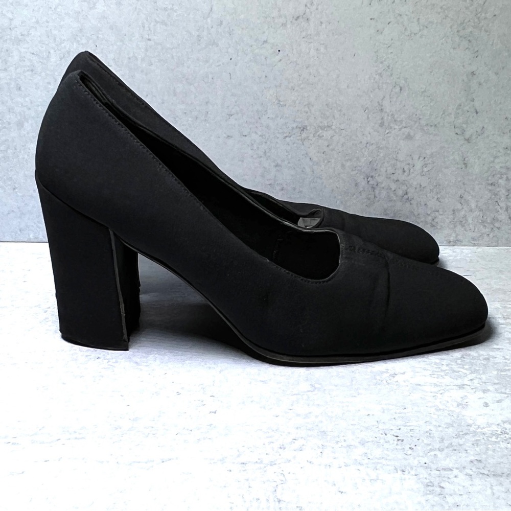 Vintage Prada stacked faille heels